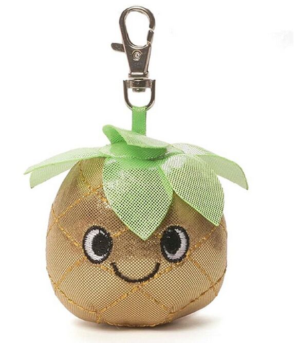 Gund Accessories - Gund Sparkle Snacks 2.25 inch Golden Pineapple Clip Keychain nwt Plush